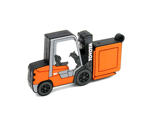 Флешка Резиновая Погрузчик "Forklift Truck" Q143 оранжевый 8 Гб