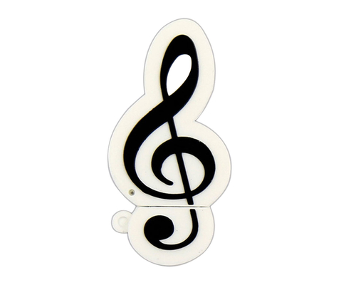 Флешка Резиновая Скрипичный Ключ "Treble Clef" Q151 белый 4 Гб