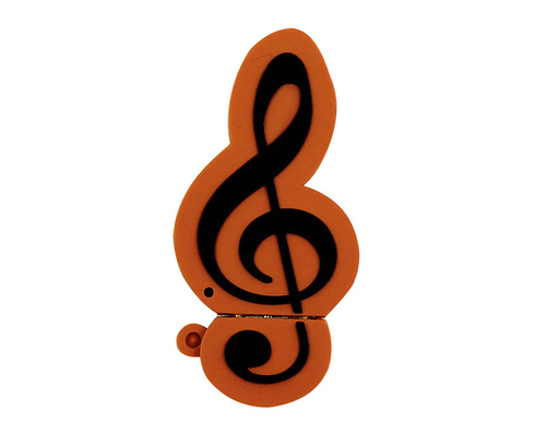 Флешка Резиновая Скрипичный Ключ "Treble Clef" Q151 оранжево-черный 256 Гб