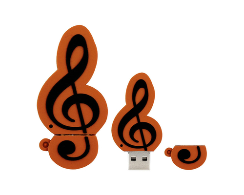 Флешка Резиновая Скрипичный Ключ "Treble Clef" Q151 оранжево-черный 512 Гб