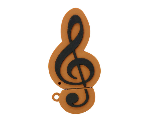 Флешка Резиновая Скрипичный Ключ "Treble Clef" Q151 оранжево-черный 2 Гб