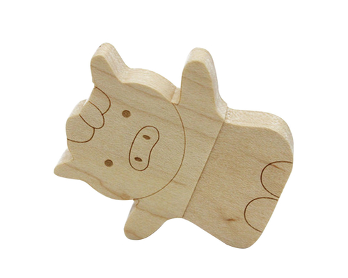 Флешка Деревянная Свинка Вуди "Woody Pig" F157 бежевый 16 Гб
