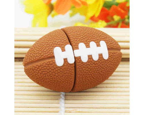 Флешка Резиновая Мяч Регби "Rugby Ball" Q164 коричневый 512 Гб