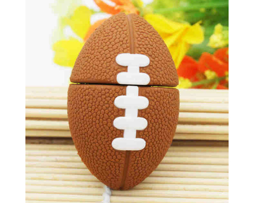 Флешка Резиновая Мяч Регби "Rugby Ball" Q164 коричневый 32 Гб