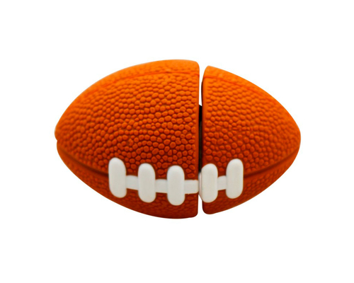 Флешка Резиновая Мяч Регби "Rugby Ball" Q164 оранжевый 512 Гб