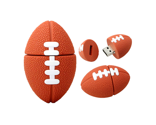 Флешка Резиновая Мяч Регби "Rugby Ball" Q164 оранжевый 4 Гб