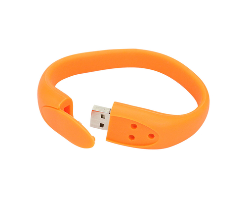Флешка Силиконовый Браслет "Bracelet Fancy" V171 оранжевый 128 Гб