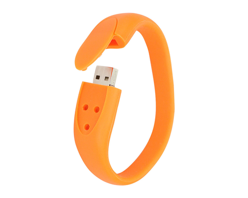 Флешка Силиконовый Браслет "Bracelet Fancy" V171 оранжевый 16 Гб