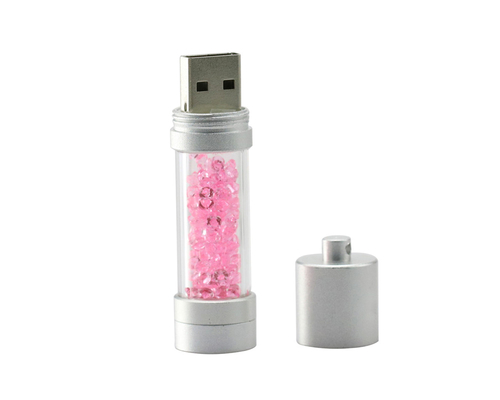 Флешка Стеклянная Цилиндр "Cylinder Glass" W188 розовый 128 Гб