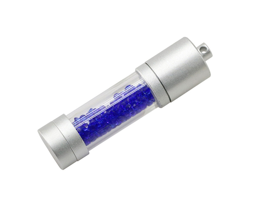 Флешка Стеклянная Цилиндр "Cylinder Glass" W188 синий 64 Гб