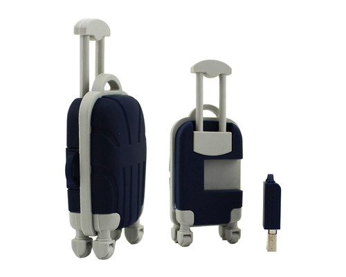 Флешка Резиновая Чемодан "Suitcase Travel" Q318 синий 128 Гб