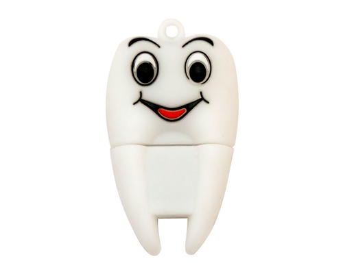 Флешка Резиновая Зуб "Tooth" Q348 белый 16 Гб