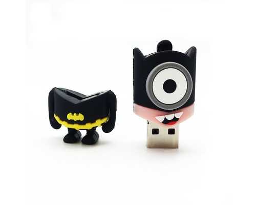 Флешка Резиновая Миньон Бэтмен "Minion Batman" Q355 черная-желтая 2 Гб