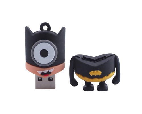Флешка Резиновая Миньон Бэтмен "Minion Batman" Q355 черная-желтая 8 Гб