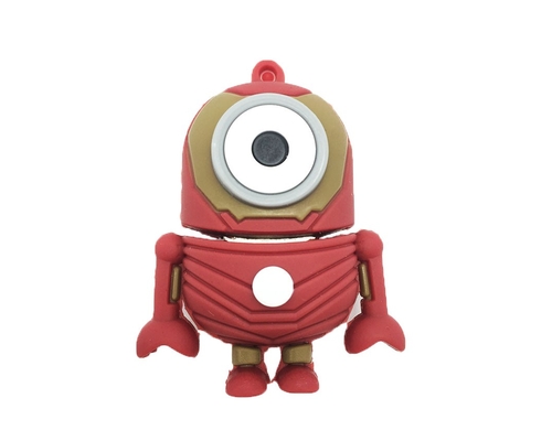 Флешка Резиновая Миньон Железный человек "Minion Iron Man" Q355 красный-золотой 512 Гб