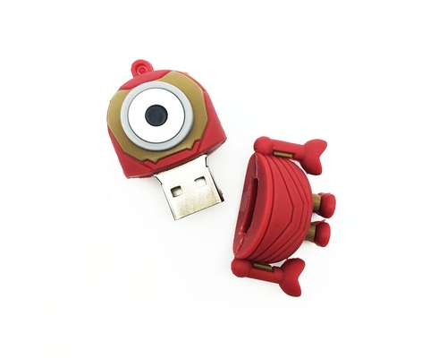 Флешка Резиновая Миньон Железный человек "Minion Iron Man" Q355 красный-золотой 16 Гб