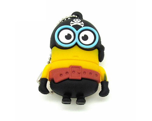 Флешка Резиновая Миньон Пират "Minion Pirate" Q355 желтый-черный 8 Гб