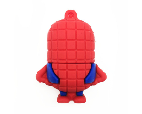Флешка Резиновая Миньон Человек-Паук "Minion Spider-Man" Q355 красный-синий 128 Гб