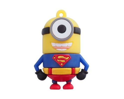Флешка Резиновая Миньон Супермен "Minion Superman" Q355 синий-красный 512 Гб