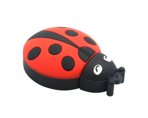 Флешка Резиновая Божья Коровка "Ladybug" Q382 красная / черная 512 Гб