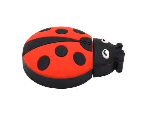 Флешка Резиновая Божья Коровка "Ladybug" Q382 красная / черная 16 Гб 