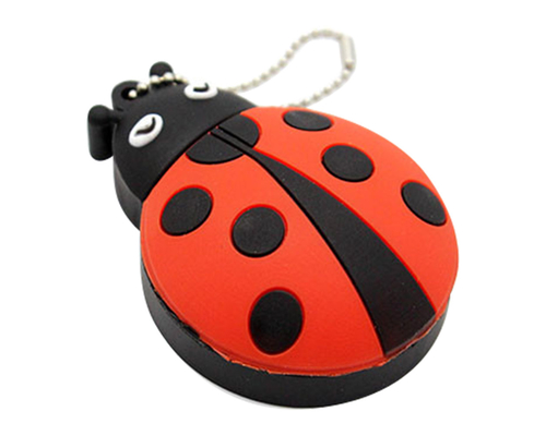 Флешка Резиновая Божья Коровка "Ladybug" Q382 красная / черная 4 Гб