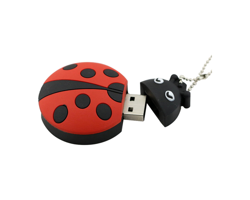 Флешка Резиновая Божья Коровка "Ladybug" Q382 красная / черная 32 Гб