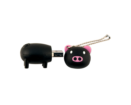 Флешка Резиновая Поросенок "Piggy" Q430 черный 32 Гб