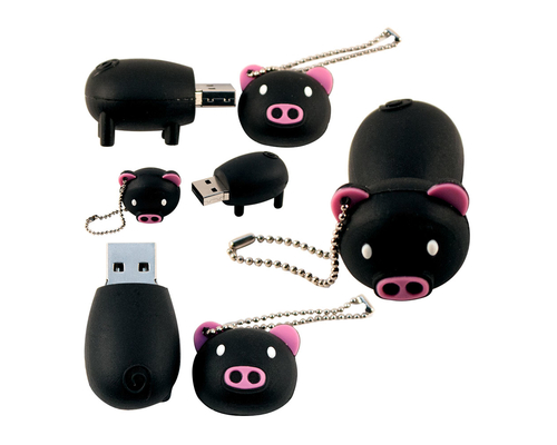 Флешка Резиновая Поросенок "Piggy" Q430 черный 2 Гб