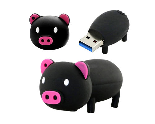 Флешка Резиновая Поросенок "Piggy" Q430 черный 4 Гб