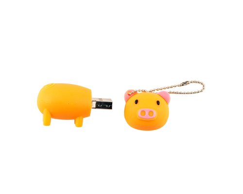 Флешка Резиновая Поросенок "Piggy" Q430 оранжевый 2 Гб
