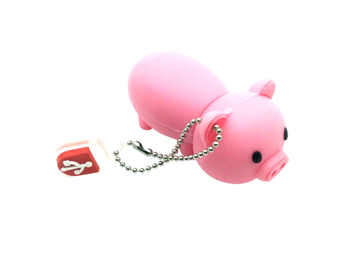 Флешка Резиновая Поросенок "Piggy" Q430 розовый 128 Гб