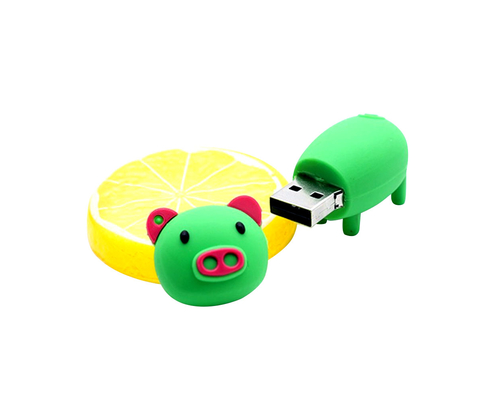 Флешка Резиновая Поросенок "Piggy" Q430 зеленый 64 Гб