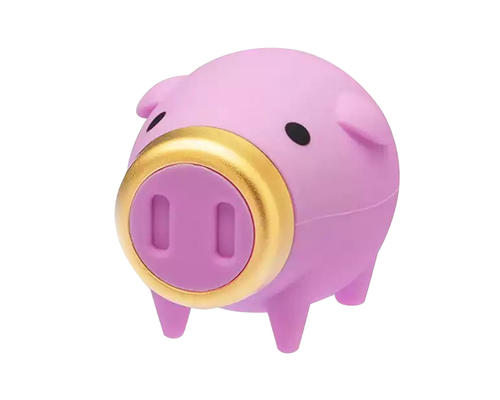 Флешка Резиновая Свинка "Pig King" Q456 розовая 1 Гб
