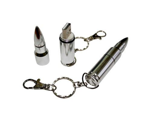 Флешка Металлическая Пуля "Bullet" R55 серебряный глянец 256 Гб