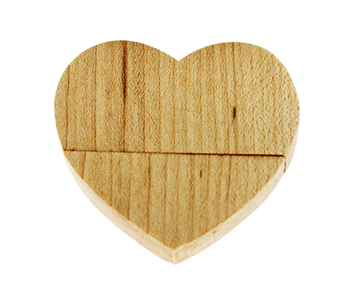 Флешка Деревянная Сердце "Heart Wood" F66 бежевый 256 Гб