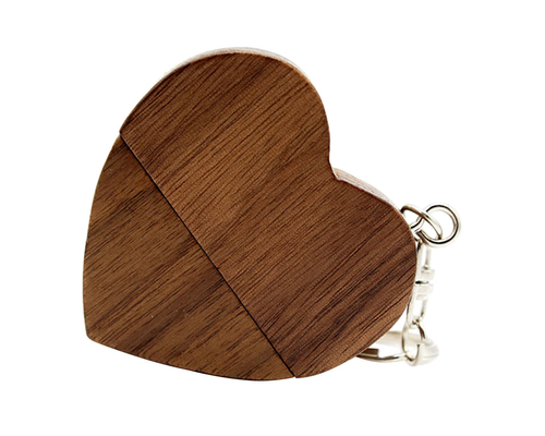 Флешка Деревянная Сердце "Heart Wood" F66 коричневый 128 Гб