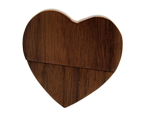 Флешка Деревянная Сердце "Heart Wood" F66 коричневый 2 Гб