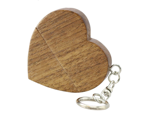 Флешка Деревянная Сердце "Heart Wood" F66 коричневый 128 Гб