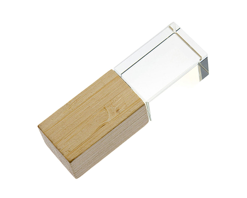 Флешка Стеклянная Кристалл "Crystal Glass Wood" W83 желтый 512 Гб