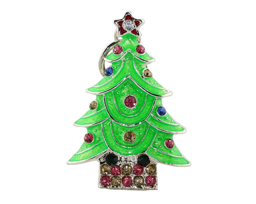 Флешка Металлическая Елка "Christmas Tree" R28 зеленая 2 Гб