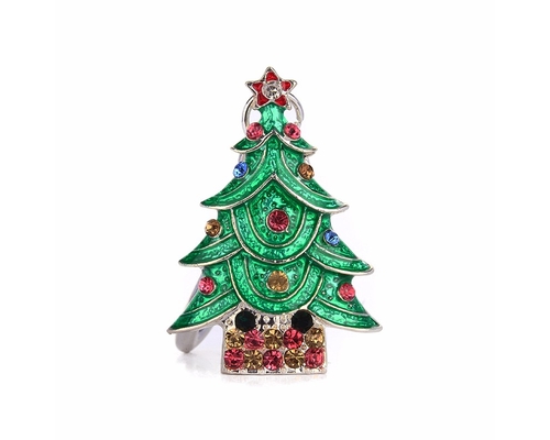 Флешка Металлическая Елка "Christmas Tree" R28 зеленая 4 Гб