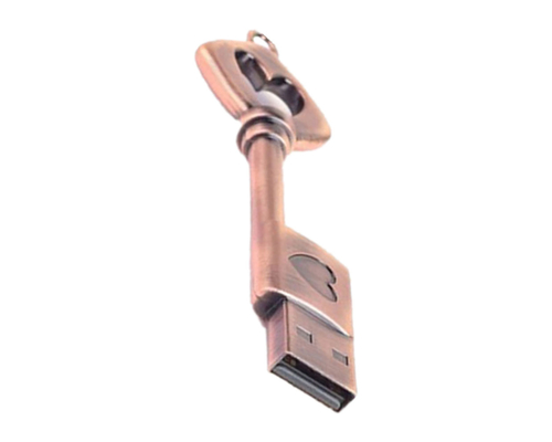 Флешка Металлический Ключ Ретро "Retro Key Heart" R81 бронзовый 512 Гб