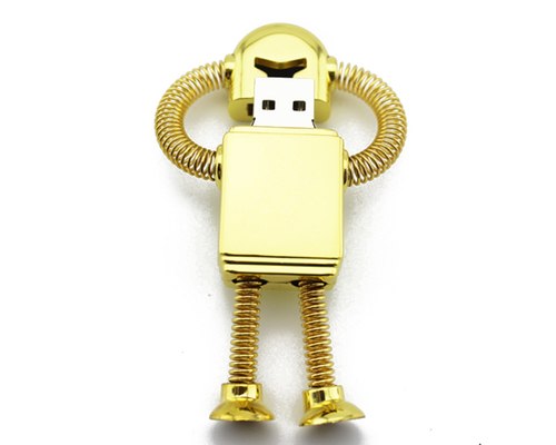 Флешка Металлическая Робот "Robot" R99 золотой 256 Гб
