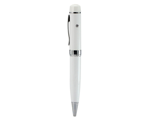 Флешка Металлическая Ручка Лазерная указка Кустис "Laser Kystis Pen" R238 белая 8 Гб