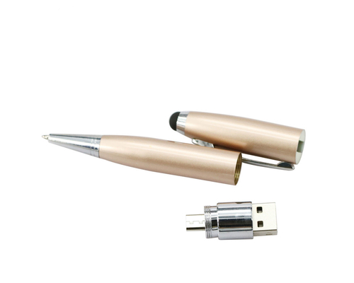 Флешка Металлическая Ручка Стилус OTG "Pen Stylus" R266 золотистый 1 Гб