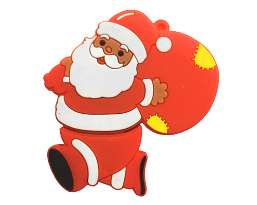 Флешка Резиновая Дед Мороз "Santa Claus" Avitus Q279 красный 128 Гб