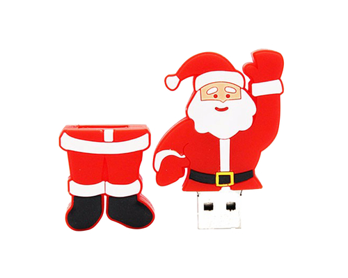 Флешка Резиновая Дед Мороз "Santa Claus" Brutus Q279 красный 2 Гб