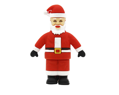 Флешка Резиновая Дед Мороз "Santa Claus" Velius Q279 красный 1 Гб