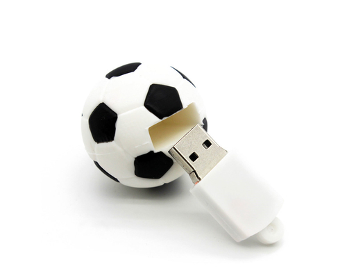 Флешка Резиновая Футбольный Мяч "Soccer Ball" Q485 черный-белый 1 Гб